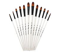 CENPEK Set di 12 pennelli in nylon per pittura artistica, punta Filbert, setole in nylon, con manico in legno, per pittura a guazzo ad olio acrilico