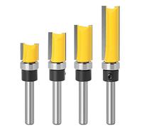 CENPEK Set di 4 Punte da 1/4 di Pollice con Gambo a Filo Modello, Strumenti per rifinitura a Filo Dritto con Modello di Cuscinetto Trapano per fresatrice Professionale per Legno Top Utensili