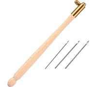 CENPEK Set di uncinetti con 3 aghi (0,7 mm-1 mm-1,2 mm), set di uncinetti in legno intercambiabili, strumento per ricamare paillettes e perline