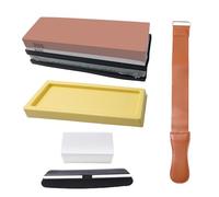 CENPEK Set Pietre per Affilare Coltelli - Kit Pietra per Cote Professionale con Grana 400/1000 3000/8000, Base in bambù, Guida Angolare, Strisce in Pelle