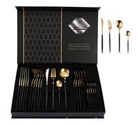 CENPENYA Set di Posate Acciaio Inox 24 Pezzi, Set di Posate Miste Lucidato a Specchio, 6 X Forchetta, 6 X Coltelli, 6 X Cucchiai Cena Ideali per la Casa, la Cucina, Il Ristorante e Come Regalo