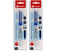 Centauro - Penna a punta ago, Needle 0,5 mm, inchiostro liquido, colore blu, grande pressione, tratto sottile, meno pressione durante la scrittura, perfetto come materiale scolastico (Confezione da 2)