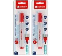Centauro - Pennarello permanente rosso, 5 mm, punta smussata, inchiostro base olio, asciugatura rapida, adatto a tutte le superfici, metallo, vetro, stagno, plastica, pellicola fotografica, legno,