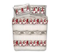 Centesimo Web Shop Copripiumino in 3 Misure 100% Cotone Prodotto in Italia COPRIPIUMIONE GNOMI GNOMETTI Gnomo Natalizio Invernale - Due piazze Rosso