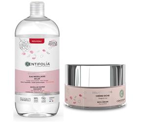 CENTIFOLIA | Acqua Micellare Eclat de Rose 500 ml + Crema Ricca Esclat de Rose 50 ml | Ideale per pelli disidratate | Rimuove perfettamente il trucco | Pelle levigata e illuminata | Fabbrica in