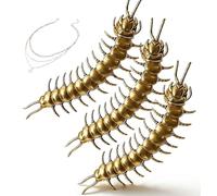 Centipede Button Cover, Retro Brass Active Centipede Button Clip-On for Shirt Decor, Punk Alternative Fashion Animal Collar Clothing Brooch Accessory, Unique Jewelry Gift for Men & Women (3pcs)