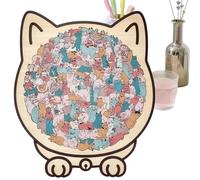 Cento trenta pezzi di mosaico in legno con silhouette felina, gioco da gioco a tema animale, forme intrecciate fatte a mano, esposizione da parete della scrivania