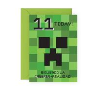 Central 23 11 Años Tarjeta Cumpleaños Minecraft Gamer Niño Hijo Once Infantil Viene Con Pegatinas Regalo Cumpleaños Lindo Regalo Por