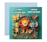 Central 23 2 Ans Carte Anniversaire Safari Garçon Fille Bébé Enfant Vient Avec Stickers Cadeau Anniversaire Cadeau Mignon Par