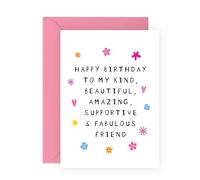 Central 23 Biglietti di compleanno e busta per migliori amici, "Happy Birthday To My Kind Amazing Fabulous Friend", Biglietti auguri per donne, migliori amiche e colleghe, Viene fornito con adesivi