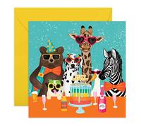 CENTRAL 23 Biglietti divertenti per amici - Biglietto di compleanno per sorella - Animali festaioli - Biglietti di amicizia per uomo donna - Regali per lui lei - Viene fornito con divertenti adesivi