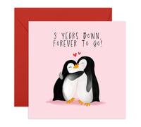 Central 23 Biglietto auguri per terzo anniversario di matrimonio per coppia - 3 Years Down, Forever To Go - biglietto di anniversario di pinguino per marito, moglie - Viene fornito con adesivi
