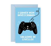 Central 23 - Biglietto Compleanno Divertente per Gamer - 'I Gamer Non Invecchiano' - Biglietto Compleanno Fratello - Biglietto Compleanno per Gamer - Biglietto Compleanno per Figlio Lui
