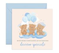 Central 23 Biglietto d'auguri per il primo compleanno del tuo bambino - Il compleanno di mio nipote Teddy - Adorabile regalo da zii e zie per i più piccoli