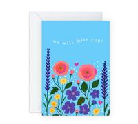 Central 23 Biglietto di addio - 'We Will Miss You' con fiori - bellissimo design floreale - per collega, collega, insegnante, amico, partenza e pensionamento - viene fornito con adesivi