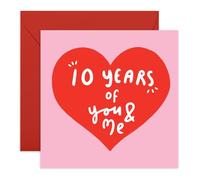 Central 23 Biglietto di anniversario - '10 anni di cuore' - perfetto per celebrare un decennio di amore con un tocco sincero - ideale per segnare una pietra miliare speciale nella vostra relazione -