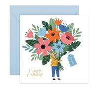 Central 23 Biglietto di auguri di compleanno - colorato mazzo di fiori illustrazione - carino biglietto floreale per donne, mamma, sorella, figlia, amica, viene fornito con adesivi