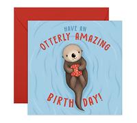 Central 23 - Biglietto di auguri di compleanno con scritta "Have an Otterly Amazing Birthday", con simpatici adesivi