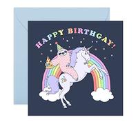 Central 23 - Biglietto di auguri di compleanno divertente per gay, lesbiche, LGBTQ - Biglietto di compleanno per uomo donna - Unicorno - Viene fornito con adesivi divertenti
