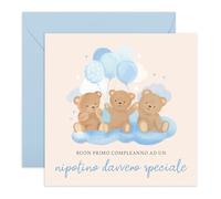 Central 23 Biglietto di auguri di compleanno per bambini - Teddy Godson 1° compleanno - Regalo perfetto per i più piccoli dai padrini - Design carino con adesivi inclusi