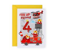 Central 23 Biglietto di auguri per 4° compleanno ragazzo - elicottero camion dei pompieri - biglietto di compleanno per ragazzi per il quarto compleanno - 4 anni - regalo per figlio, nipote, bambini