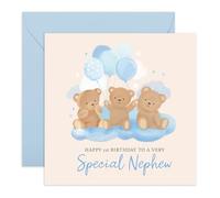 Central 23 Biglietto di auguri per il 1° compleanno, per neonato - Teddy Nephew Birthday - per ragazzo, bambini, nipote di zia o zio - viene fornito con adesivi