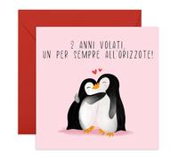 Central 23 Biglietto di auguri per il 2° anniversario di matrimonio per fidanzata o fidanzato - 2 anni per sempre - Biglietto di auguri di matrimonio a forma di pinguino per coppie