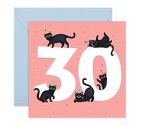 CENTRAL 23 Biglietto di auguri per il 30° compleanno da donna, con gatti neri, età 30 anni, per moglie, mamma, sorella, biglietto di auguri per il trentesimo compleanno, con divertenti adesivi