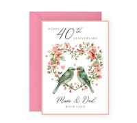 Central 23 Biglietto di auguri per il 40° anniversario di matrimonio, con scritta "MUM Dad", perfetto per festeggiare i 40 anni di amore e impegno, ideale per celebrare un anniversario di rubino con