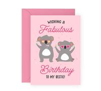 Central 23 Biglietto di auguri per la migliore amica - To My Fabulous Bestie - Biglietti di compleanno Koala per i suoi amici BFF - Biglietti auguri per sorella donna - Viene fornito con adesivi