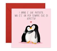Central 23 Biglietto di auguri per l'anniversario di matrimonio per marito e moglie - 1 anno all'ultima pagina - Biglietto di auguri per coppia di pinguini - Include adesivi divertenti per celebrare