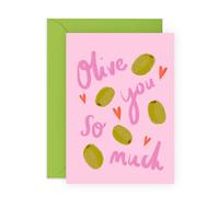 Central 23 Biglietto di auguri stravagante, con scritta "Olive You", perfetto per aggiungere un tocco giocoso e divertente al tuo affetto, ideale per esprimere amore e apprezzamento con un tocco