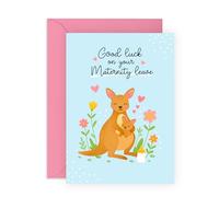 CENTRAL 23 Biglietto di buona fortuna - Maternity Leave Best of Luck - Kangaroo Wishing You Well Greetings for Colleague Coworker Parent New Mom Mother - viene fornito con adesivi