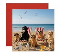 Central 23 Biglietto di compleanno con cane - Cani sulla spiaggia - Divertente biglietto di auguri per amanti dei cani, amici, uomini, donne, bambini, vacanze estive oceaniche, con adesivi