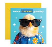 Central 23 Biglietto di compleanno con gallina, con scritta in lingua inglese "Have A Clucking Great Day", divertente gioco di parole con pulcino, per uomini, donne, amici, mamma, bambini, fornito con