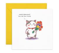 Central 23 Biglietto di compleanno con gatto - "Happy Birthday You're Paw-Some" - Simpatico gatto con fiori illustrazione - per bambini, ragazzi, ragazze, figlio, figlia, amica, mamma, sorella