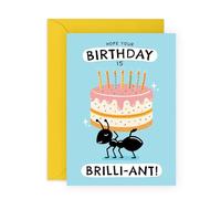 Central 23 Biglietto di compleanno divertente - formica con torta con cartone animato - formica gioco di parole - biglietto di compleanno per uomini, donne, bambini, ragazzi, ragazze, amici, famiglia