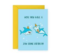 CENTRAL 23 Biglietto di compleanno figlio figlia - squalo - biglietti di compleanno uomini donne - biglietti di auguri di compleanno - fratello sorella compleanno papà mamma - viene fornito con