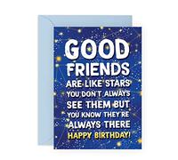 CENTRAL 23 Biglietto di compleanno per amici - Best Friend Card Femmina Maschio - Good Friends Are Like Stars - Regalo migliore per uomini e donne - Viene fornito con adesivi divertenti