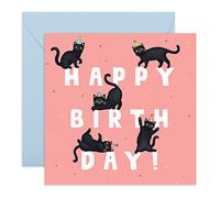 Central 23 - Biglietto di compleanno per bambini, con scritta "Birthday Letters Cat", per uomini e donne, per gatto e papà, con divertenti adesivi, riciclabili
