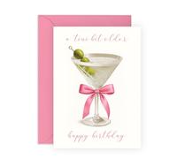 Central 23 Biglietto di compleanno per cocktail - "A Tini Bit Older" - divertente bicchiere Martini con oliva - per donne, amici, mamma, sorella, zia, elegante e carino, con adesivi