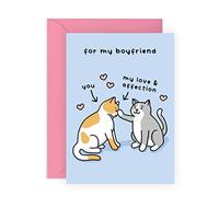 Central 23 Biglietto di compleanno per fidanzato - Biglietto di anniversario per lui - Regalo a tema gatto per uomo - Biglietto di San Valentino - Fornito con adesivi