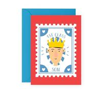 Central 23 Biglietto di compleanno per figlio, divertente design con corona di prima classe, biglietto di compleanno per figlio da mamma, papà, genitori, famiglia, simpatico umorismo per ragazzi