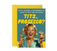 CENTRAL 23 Biglietto di compleanno per le amiche - Prosecco - Favoloso biglietto di compleanno per le donne - Regali per migliori amici, mamma, sorella zia, viene fornito con divertenti adesivi