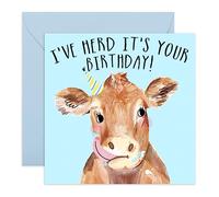 Central 23 - Biglietto di compleanno per lei - “Herd It's Your Birthday” - Animale Buon compleanno per lui, divertente gioco di mucca - Viene fornito con simpatici adesivi