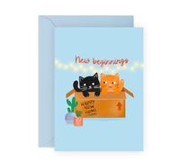 CENTRAL 23 Biglietto di congratulazioni per la nuova casa, nuovi inizi, biglietto di auguri con gatto per l'inaugurazione della casa, biglietto per la nuova casa per uomini, donne, amici, trasloco a