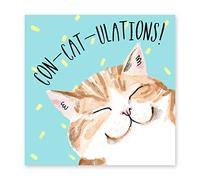 Central 23 Biglietto di congratulazioni per lei "Con-Cat-Ulations", biglietto ben fatto, di celebrazione, Cat Pun, fornito con adesivi