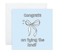 Central 23 Biglietto di congratulazioni per matrimonio, con scritta in lingua inglese "Congrats On Tying The Knot", con grazioso fiocco illustrazione, per sposa, sposo, marito, moglie, coppia di sposi