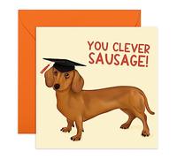 Central 23, biglietto di laurea per lei, con scritta in lingua inglese “You Clever Sausage”, biglietto di auguri per lui, ben fatto per lei, fornito con divertenti adesivi