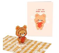 Central 23 Biglietto Pop Up Con Orso E Cuore - Love You Berry Much - Simpatico Biglietto Di Auguri 3D Per Compleanno Anniversario San Valentino - Per Uomo Donna Amore - Viene Fornito Con Adesivi